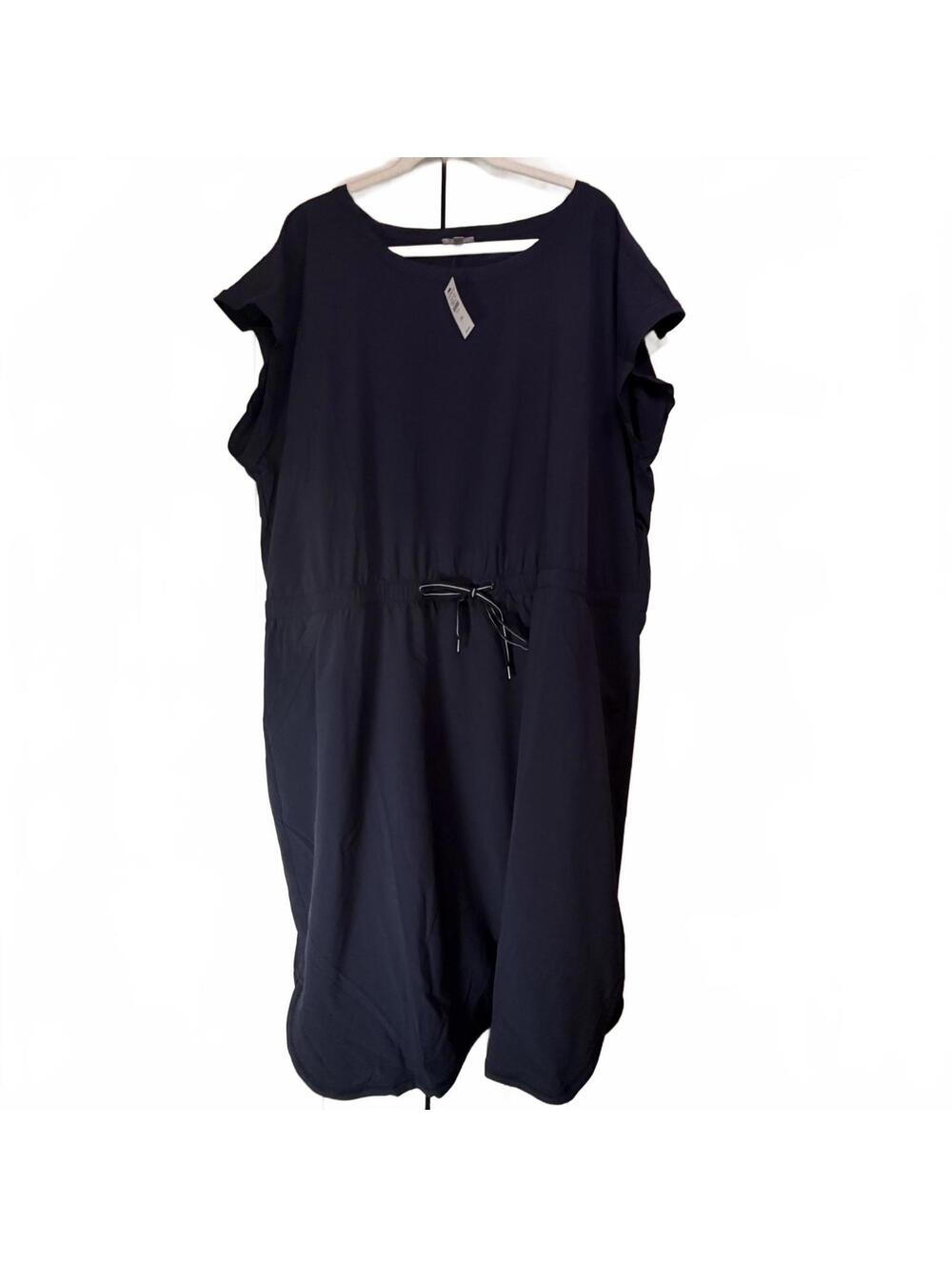 Talbots Navy Blue Midi Dress 3X NWT Casual Drawstring - Picture 2 of 6